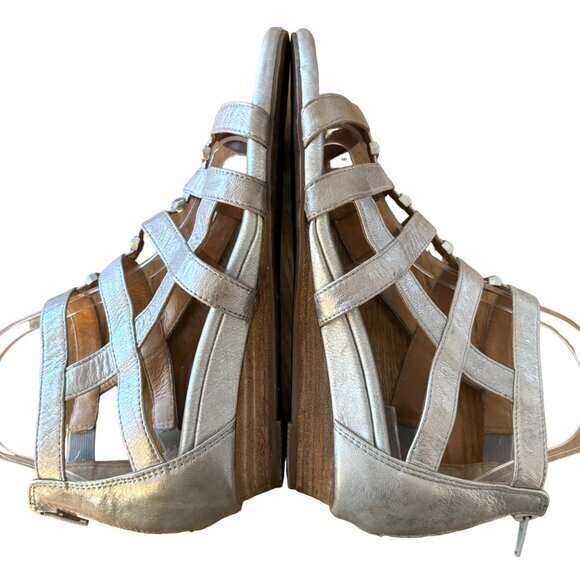 Sofft Women's Rio II Wedge Sandal Silver Metallic Gladiator Strappy Zip Size 8.5 - Picture 7 of 11